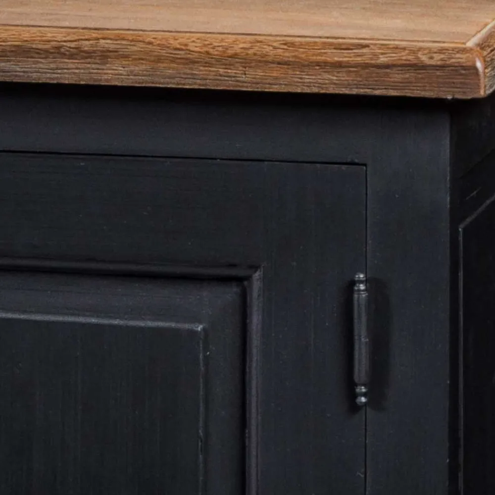 Wohnen 220x96x53 Vintage Design Anrichte in Schwarz - Niovan