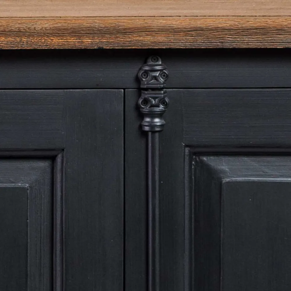 Wohnen 220x96x53 Vintage Design Anrichte in Schwarz - Niovan