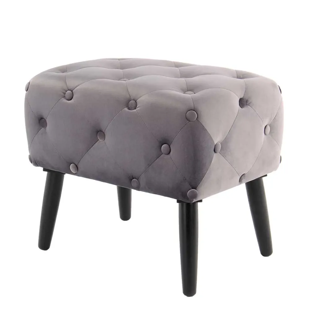 Wohnen 60x48x40 Vintage Design Hocker aus Samt Grau - Rino