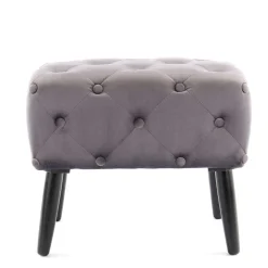 Wohnen 60x48x40 Vintage Design Hocker aus Samt Grau - Rino