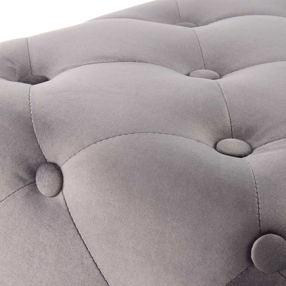 Wohnen 60x48x40 Vintage Design Hocker aus Samt Grau - Rino