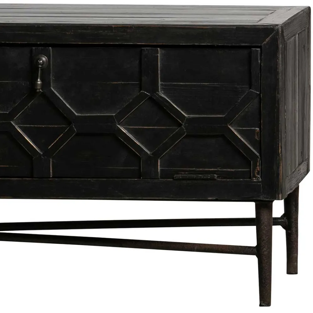 Wohnen Sideboards & Kommoden|Landhausmöbel*160x50x45 Vintage Design Lowboard in Schwarz - Illestra