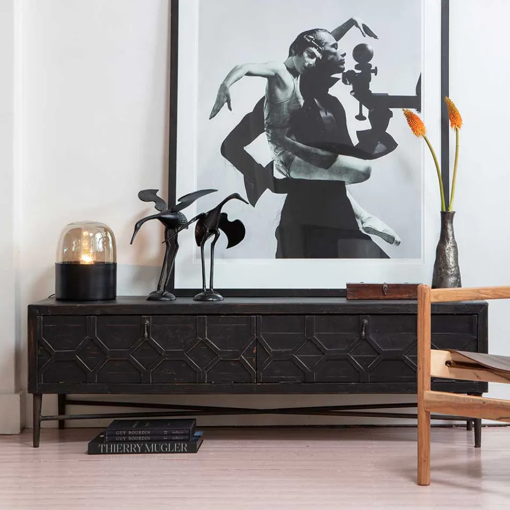 Wohnen Sideboards & Kommoden|Landhausmöbel*160x50x45 Vintage Design Lowboard in Schwarz - Illestra