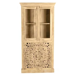 Wohnen 90x180x45 Vintage Holzvitrine mit Schnitzerei - Runiasa