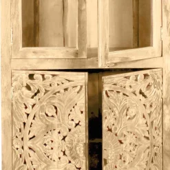 Wohnen 90x180x45 Vintage Holzvitrine mit Schnitzerei - Runiasa