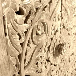 Wohnen 90x180x45 Vintage Holzvitrine mit Schnitzerei - Runiasa