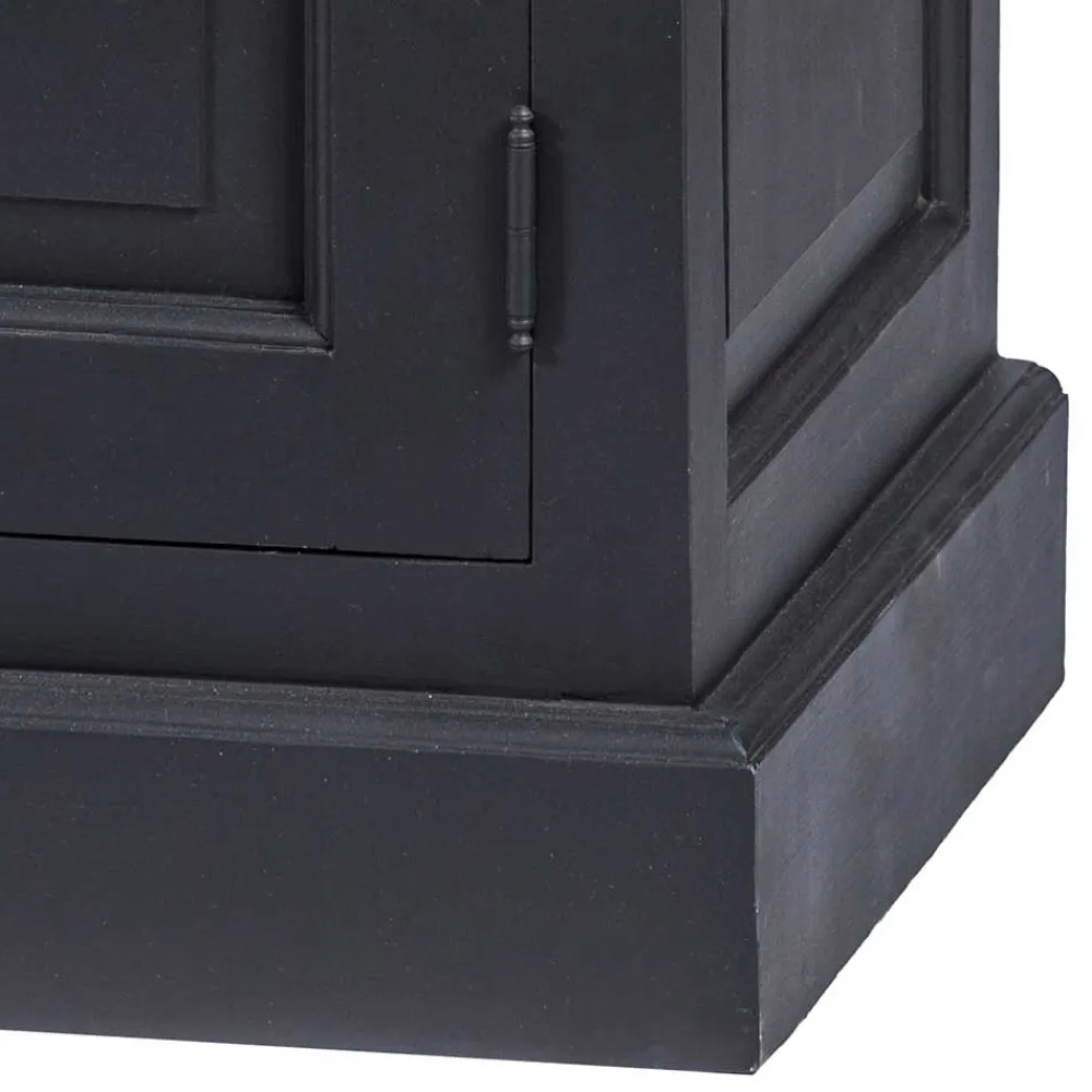 Wohnen 100x141x51 Vintage Vertiko in Schwarz & Teakfarben - Niovan