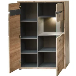 Wohnen Küchenschränke|Highboards*90x128x38 Vitrine Highboard in Wildeiche NB - Zelio