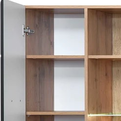 Wohnen Vitrinen|Wohnzimmer-Vitrinen*80x208x37 Vitrine in Schwarz & Wildeiche - Kandu