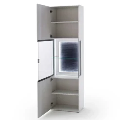 Wohnen Vitrinen|Wohnzimmer-Vitrinen*60x208x38 Vitrine in Weiß & Anthrazit - Hazime