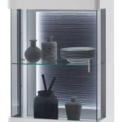 Wohnen Vitrinen|Wohnzimmer-Vitrinen*60x208x38 Vitrine in Weiß & Anthrazit - Hazime