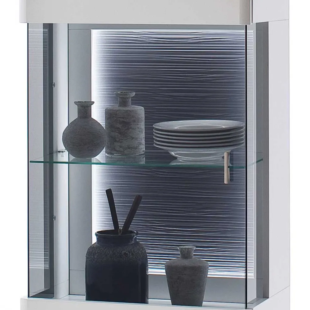 Wohnen Vitrinen|Wohnzimmer-Vitrinen*60x208x38 Vitrine in Weiß & Anthrazit - Hazime