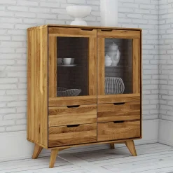 Wohnen Esszimmerschränke|Highboards*90x110x40 Vitrine Kommode aus Wildeiche - Eavy