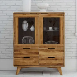Wohnen Esszimmerschränke|Highboards*90x110x40 Vitrine Kommode aus Wildeiche - Eavy