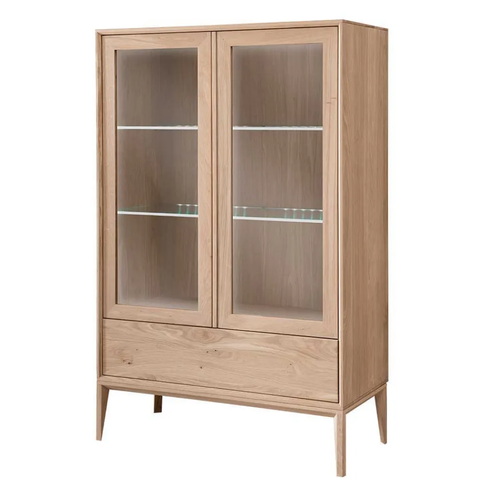 Wohnen Skandinavische Möbel|Sideboards & Kommoden*90x140x42 Vitrine mit Doppeltür und Schublade - Lamia