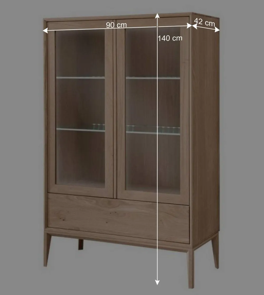 Wohnen Skandinavische Möbel|Sideboards & Kommoden*90x140x42 Vitrine mit Doppeltür und Schublade - Lamia