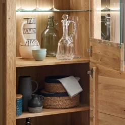 Wohnen 65x141x40 Vitrinenschrank aus Wildeiche Massivholz - Loitons