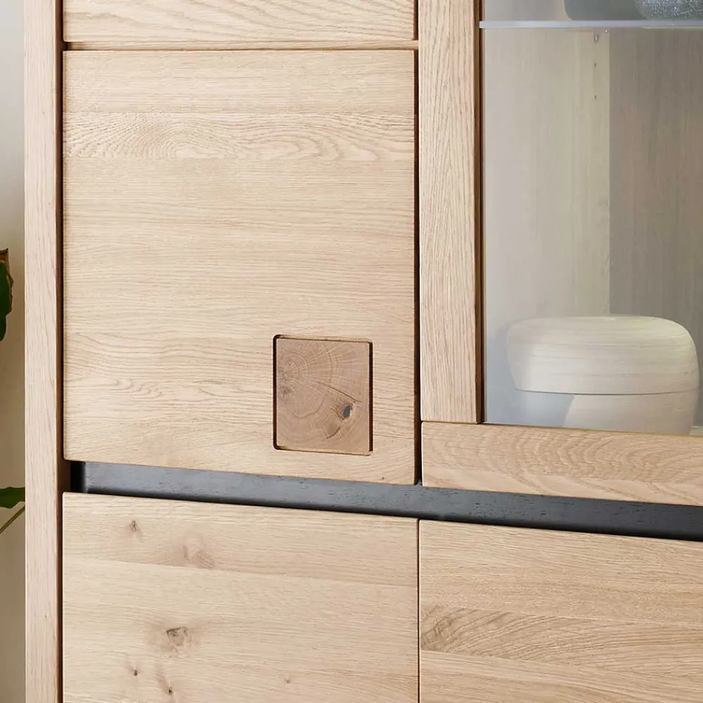 Wohnen Esszimmer-Vitrinen*103x205x40 Vitrinenschrank aus Wildeiche Massivholz - Embleys