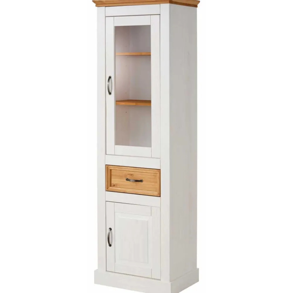 Wohnen 55x180x38 Vitrinenschrank im Landhaus Look - Alexandra