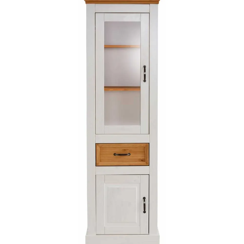 Wohnen 55x180x38 Vitrinenschrank im Landhaus Look - Alexandra