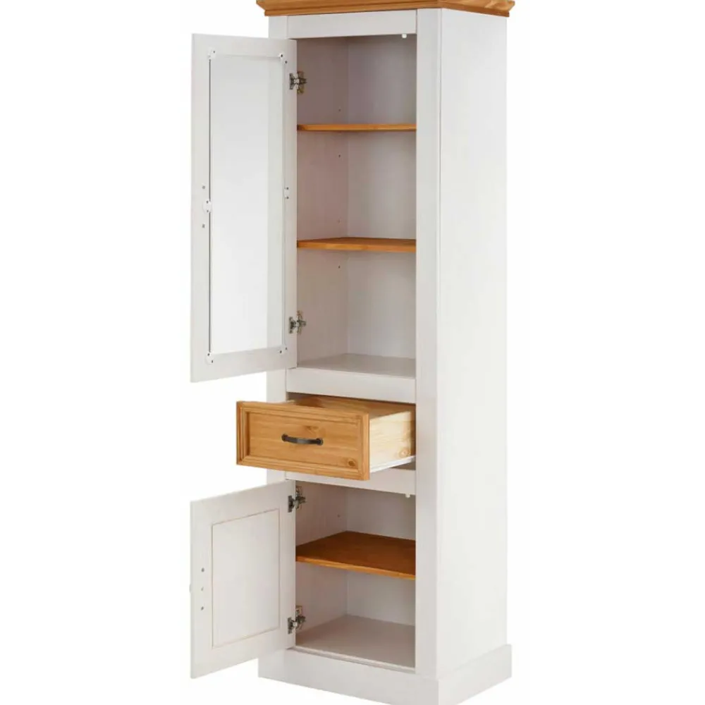Wohnen 55x180x38 Vitrinenschrank im Landhaus Look - Alexandra