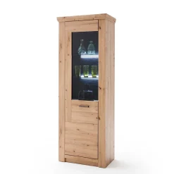 Wohnen 74x211x45 Vitrinenschrank in Eiche Dekor - Wykina