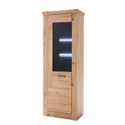 Wohnen 74x211x45 Vitrinenschrank in Eiche Dekor - Wykina