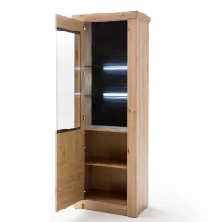 Wohnen 74x211x45 Vitrinenschrank in Eiche Dekor - Wykina