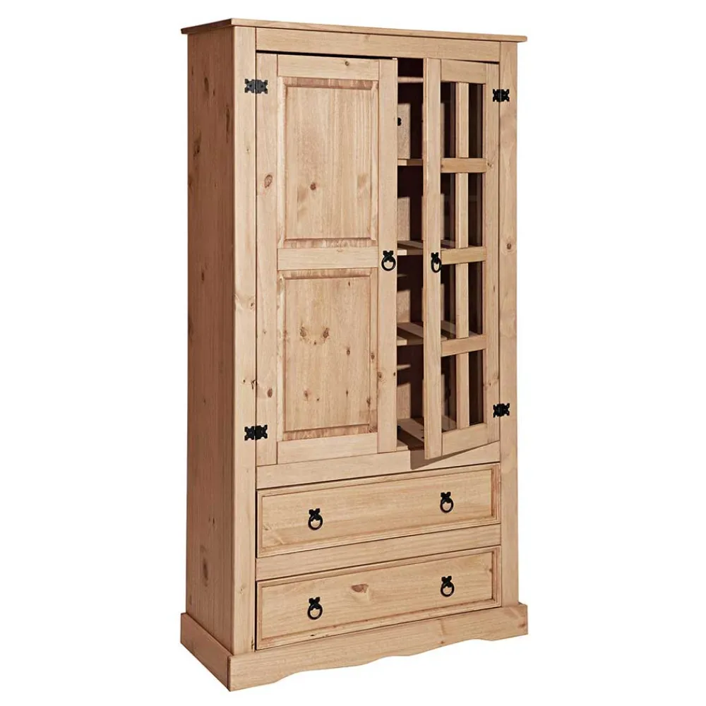 Wohnen 100x190x41 Vitrinenschrank Landhaus Mexiko - Jardino