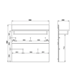 Wohnen 97x96x30 Wandgarderobe in Silbergrau Glas - Ilfred