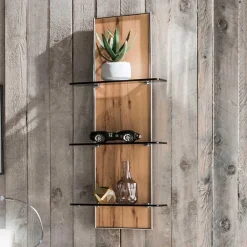 Wohnen 35x90x17 Wandregal mit drei Glasböden - Krofun