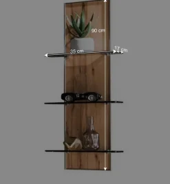 Wohnen 35x90x17 Wandregal mit drei Glasböden - Krofun