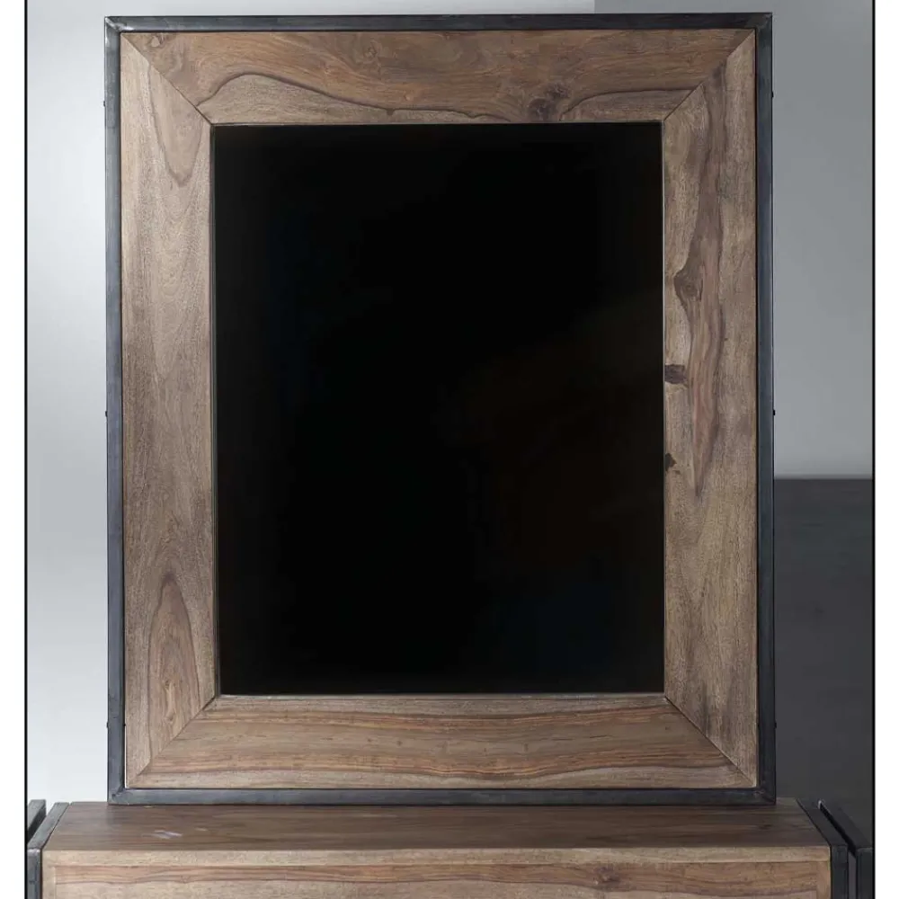 Wohnen 82x97x3 Wandspiegel aus Akazie Massivholz - Barcio