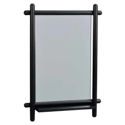 Wohnen Badspiegel*52x74x12 Wandspiegel in Schwarz Eichenrahmen rund - Evlinu