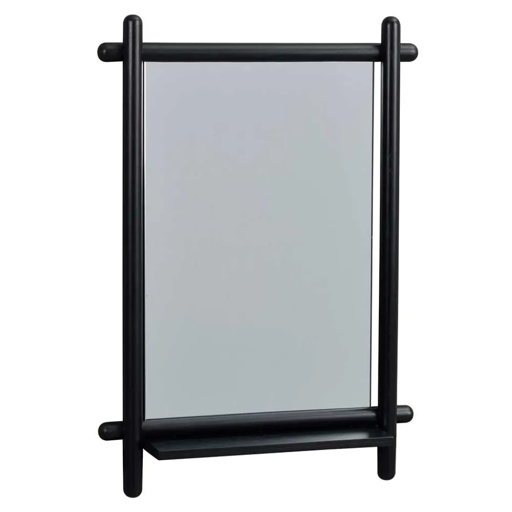 Wohnen Badspiegel*52x74x12 Wandspiegel in Schwarz Eichenrahmen rund - Evlinu