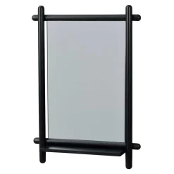 Wohnen Badspiegel*52x74x12 Wandspiegel in Schwarz Eichenrahmen rund - Evlinu