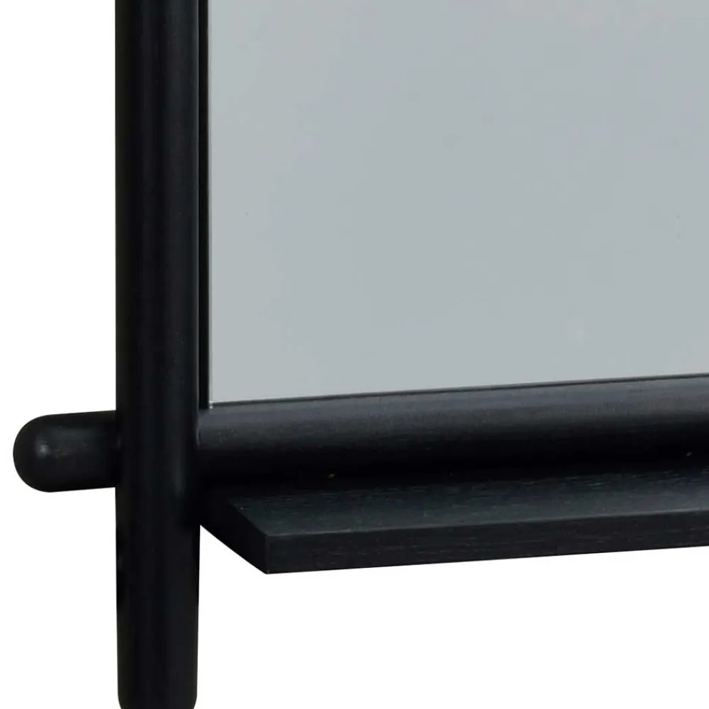 Wohnen Badspiegel*52x74x12 Wandspiegel in Schwarz Eichenrahmen rund - Evlinu