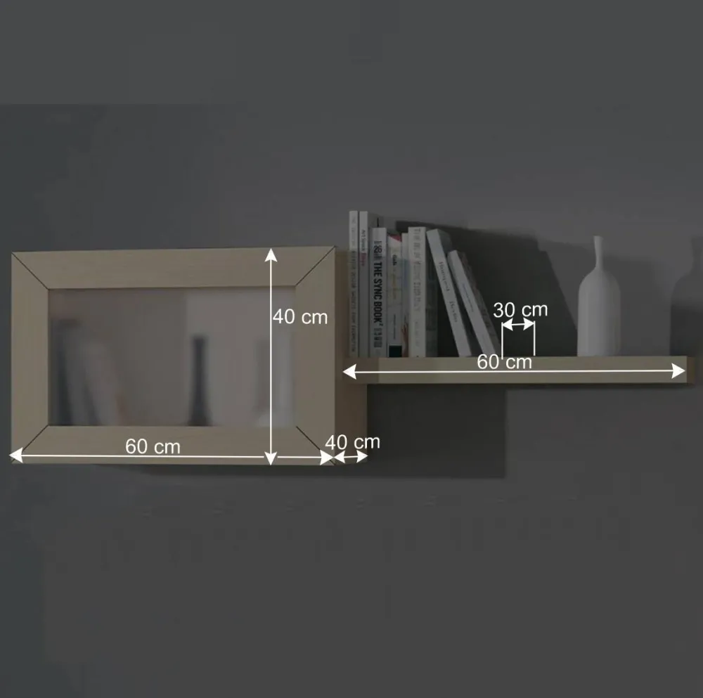 Wohnen Wohnzimmer Komplett*120x40x40 Wandvitrine mit Wandboard - Odillava (zweiteilig)