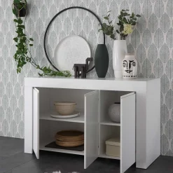 Wohnen 138x81x42 Wangengestell Kommode in Weiß - Mikes