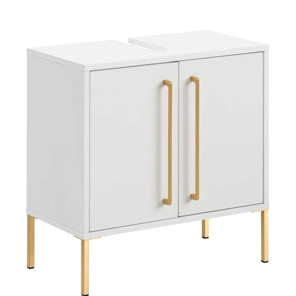 Wohnen 57x61x30 Waschbeckenschrank in Weiß & Gold - Nuszaleva