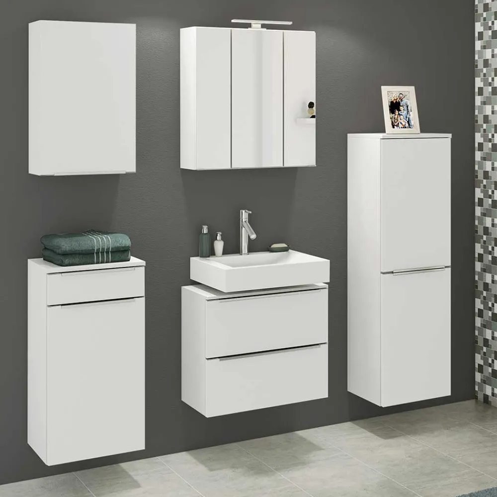 Wohnen 60x55x35 Waschbeckenschrank mit Klappe & Schublade - Livendas I