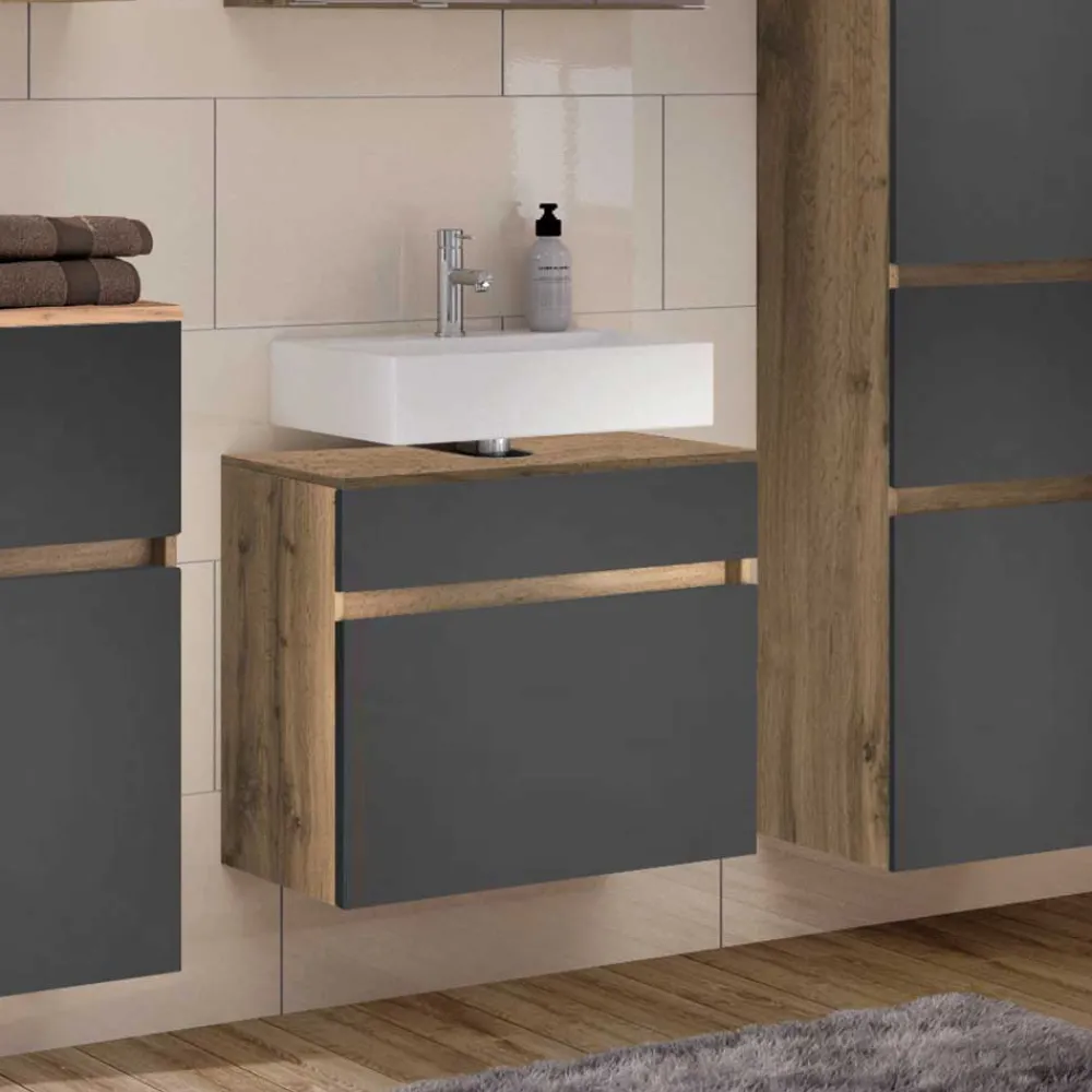 Wohnen Waschtisch|Waschbeckenunterschränke*60x60x35 Waschbeckenschrank zweifarbig - Athrin