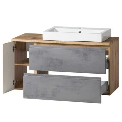 Wohnen Waschtisch|Waschbeckenunterschränke*105x63x47 Waschtisch hängend in Wildeiche & Beton - Mia