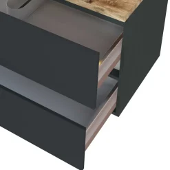 Wohnen 100x54x48 Waschtisch Konsole in Grau & Wildeiche - Noricas