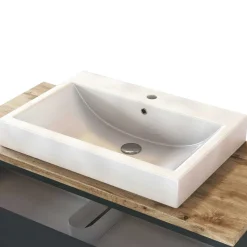 Wohnen 100x54x48 Waschtisch Konsole in Grau & Wildeiche - Noricas