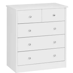 Wohnen 60x70x35 Weiße Kommode mit fünf Schubladen - Hank