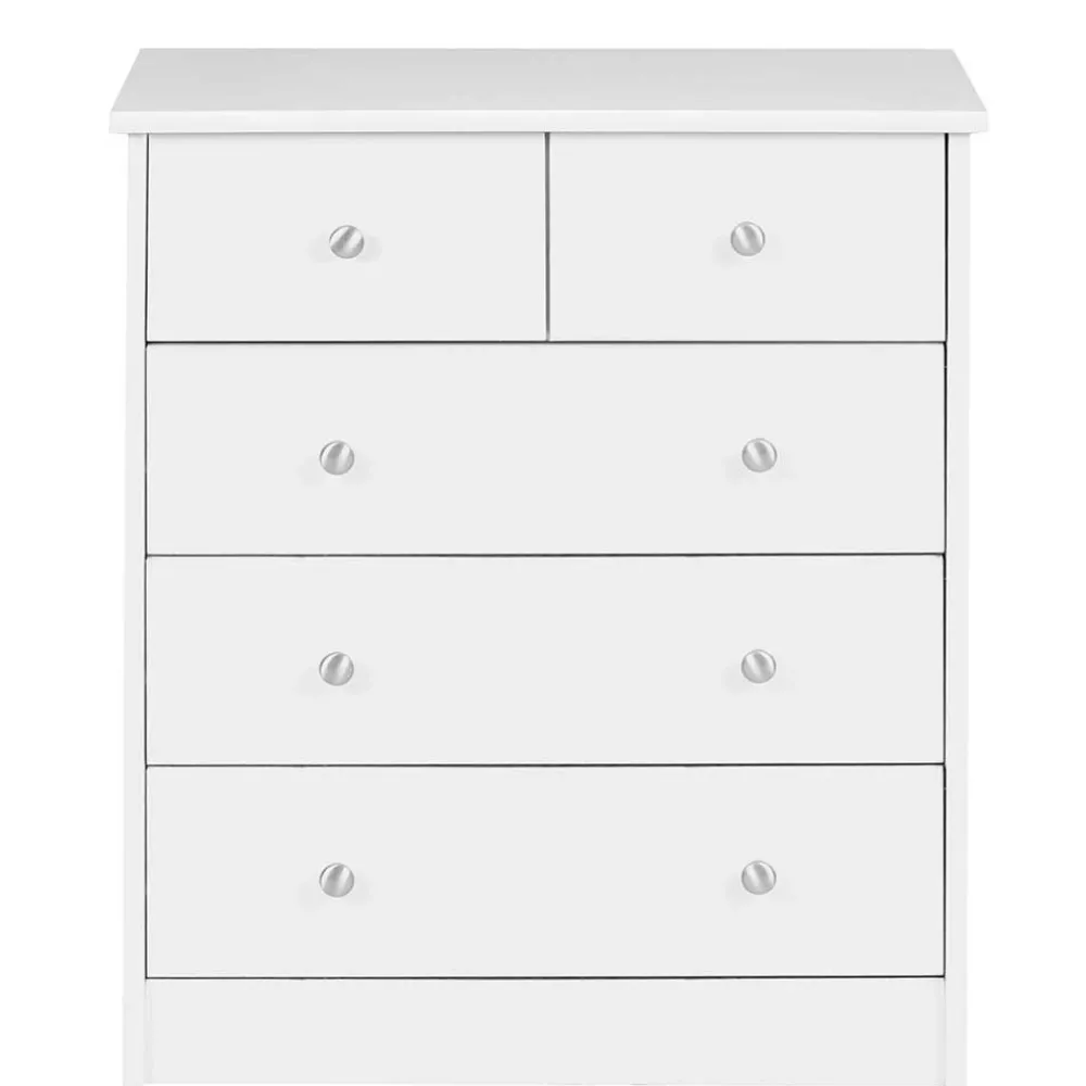 Wohnen 60x70x35 Weiße Kommode mit fünf Schubladen - Hank