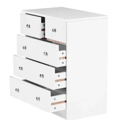 Wohnen 60x70x35 Weiße Kommode mit fünf Schubladen - Hank