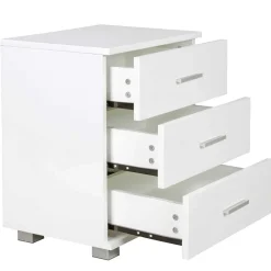 Wohnen 45x54x34 Weiße Nachtkommode mit Metallgriffen - Renero