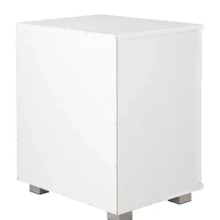 Wohnen 45x54x34 Weiße Nachtkommode mit Metallgriffen - Renero